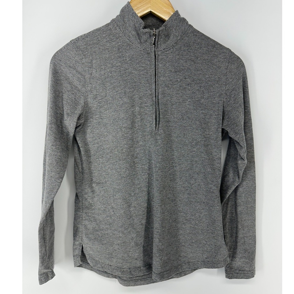Carnoustie Quarter Zip Pullover Womens XS Gray Micro Stripe Performance Stretch